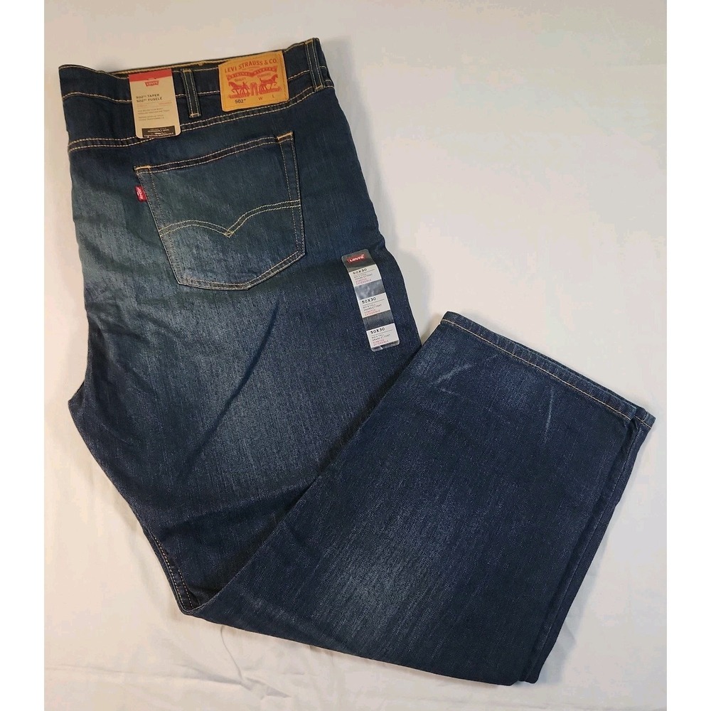 NWT LEVI'S 502 REGULAR TAPER FIT FLEX STRETCH JEAN BLUE  SIZE 50X30
